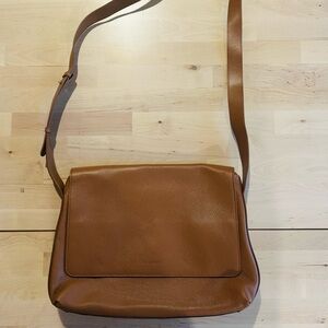 Slowline Tan Pebbled Leather Minimalist Crossbody Messenger Bag